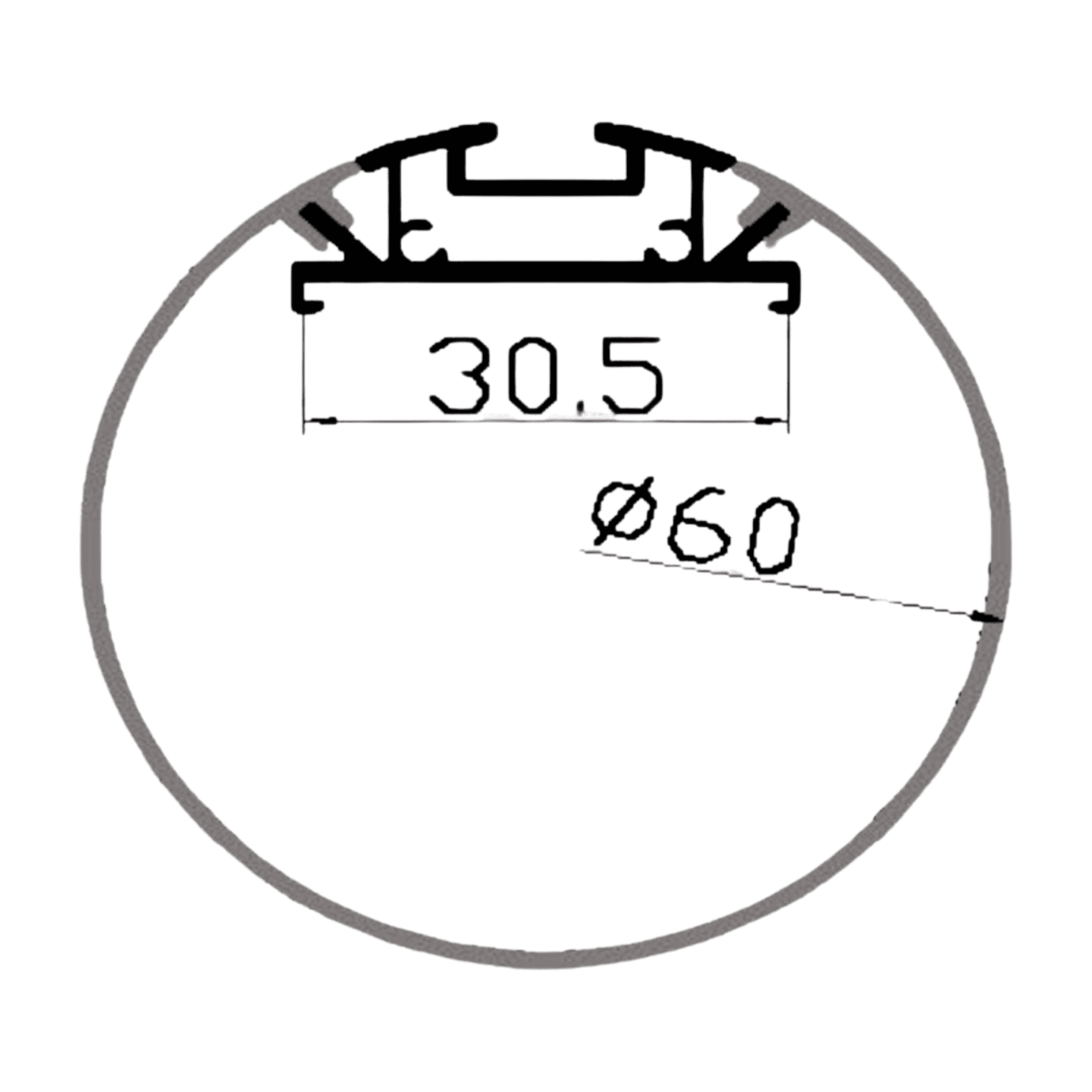 ALUMINIUM PROFILE ROUND 60MM