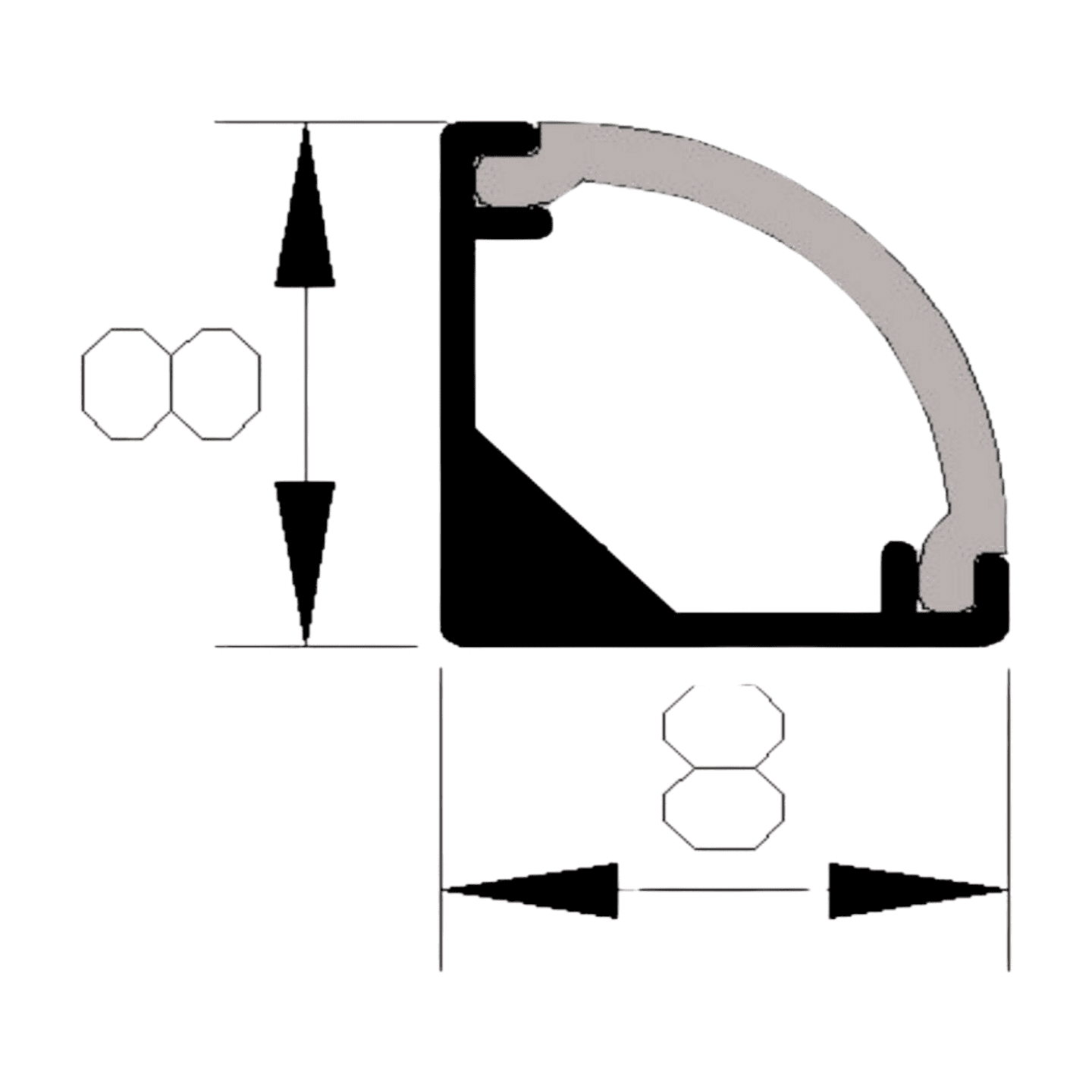 ALUMINIUM PROFILE ZL-0808 (CORNER)