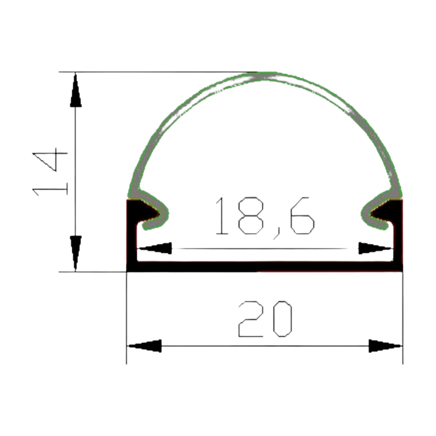 ALUMINIUM PROFILE ZL-2014 SEMI ROUND
