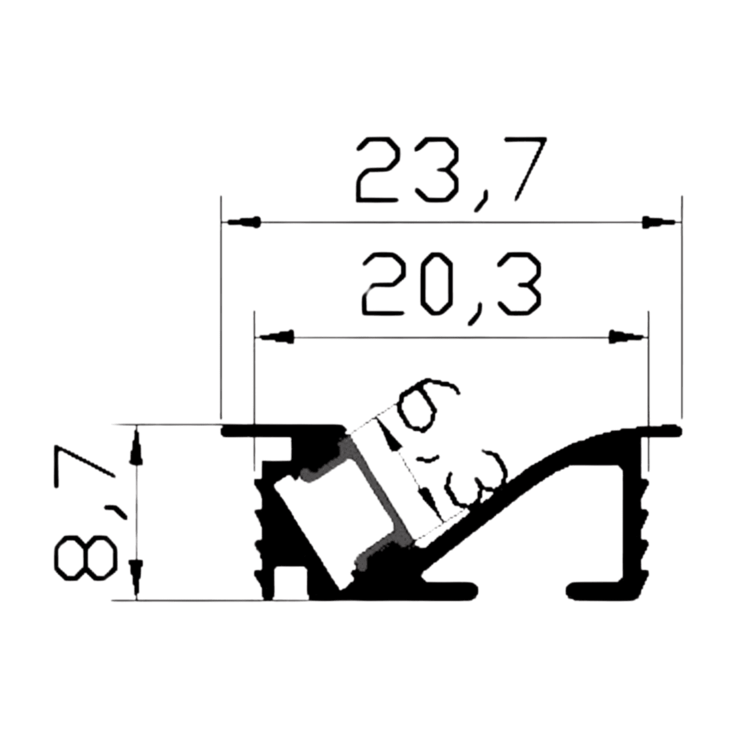 ALUMINIUM PROFILE ZL-23.4 X 8.7