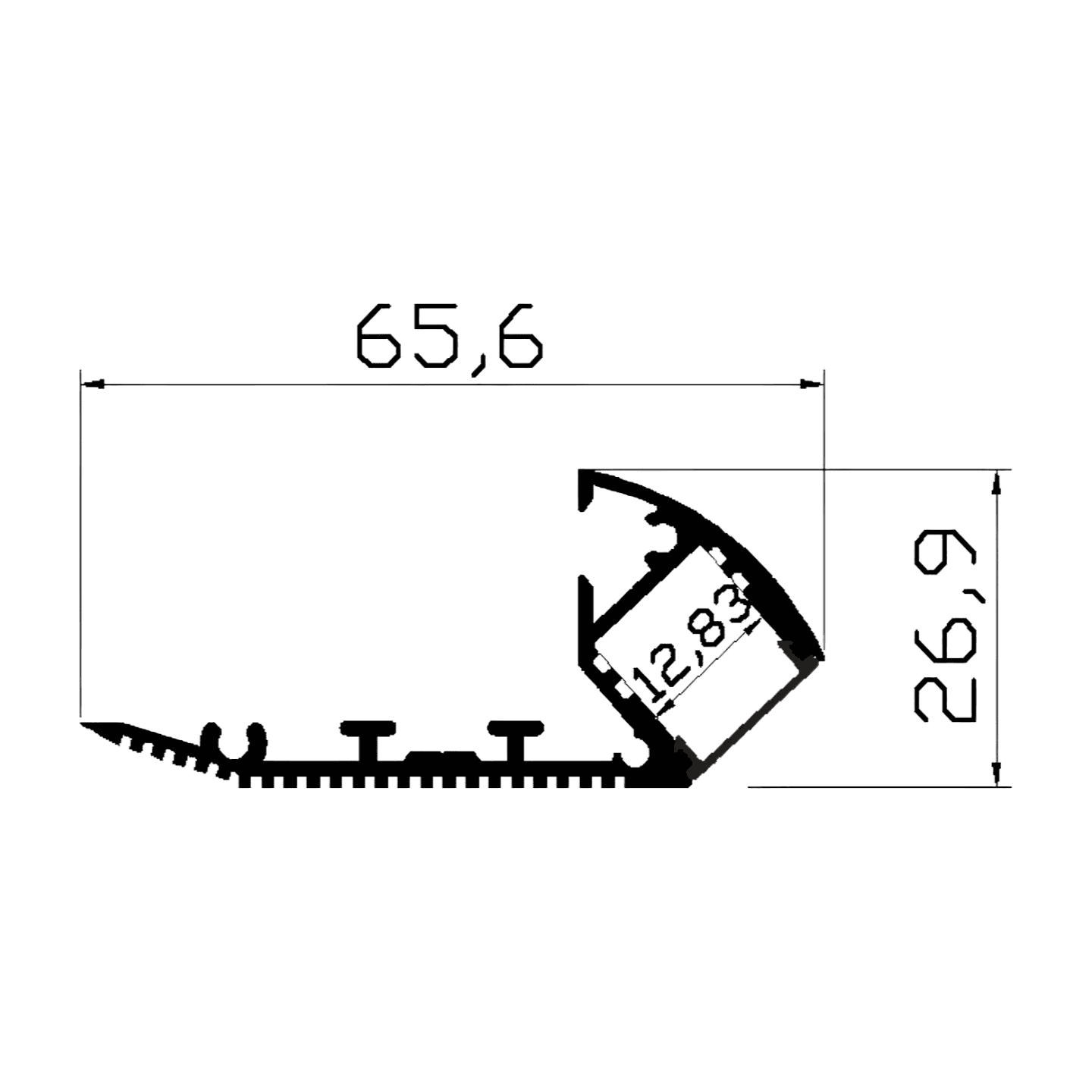 ALUMINIUM PROFILE ZL-65.6 X 26.9